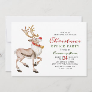 Julfesten Watercolor jul Reindeer Inbjudningar