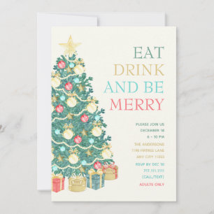 Julfesten Watercolor Julgran Inbjudningar