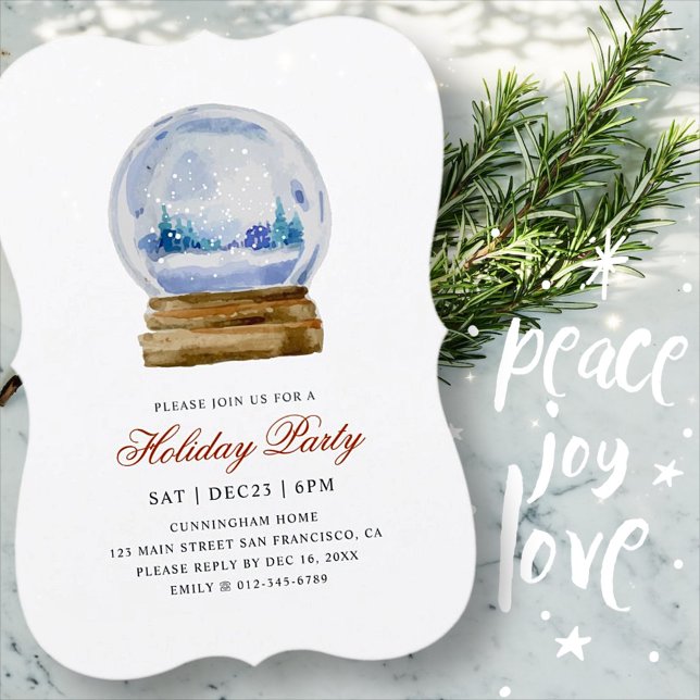 Julfesten Watercolor Modern Snö Globe Inbjudningar (Skapare uppladdad)
