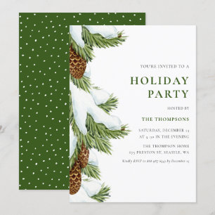 Julfesten Watercolor Snowy Gräs Nål Inbjudningar