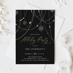 Julfesten White String Ljus Black Inbjudningar