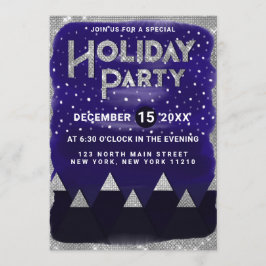 Julfesten Winter Blue Silver Snowy Mountains Inbjudningar