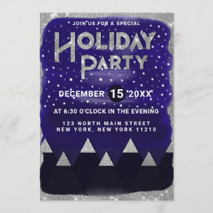 Julfesten Winter Blue Silver Snowy Mountains Inbjudningar