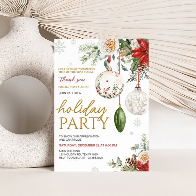 Julfesten Winter Elegant Company Inbjudningar (Winter Elegant Company Holiday Christmas Party Invitation)