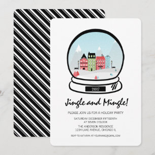 Julfesten Winter Snö Globe Jingle Mingle Inbjudningar