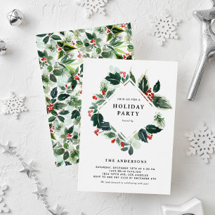 Julfesten Winterberry och Holly Greenery Inbjudningar