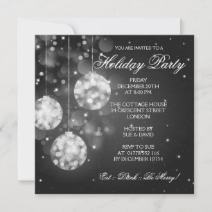 Julfestens inbjudan Sparkling Baubles Black