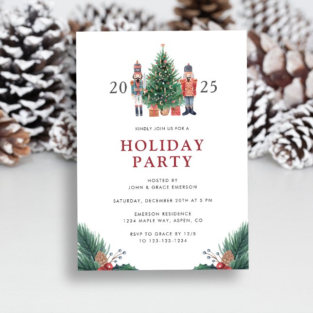 Julfestens julinbjudan inbjudningar (Christmas 2025 Nutcracker Holiday Party Invitation by Painted Paperie
)