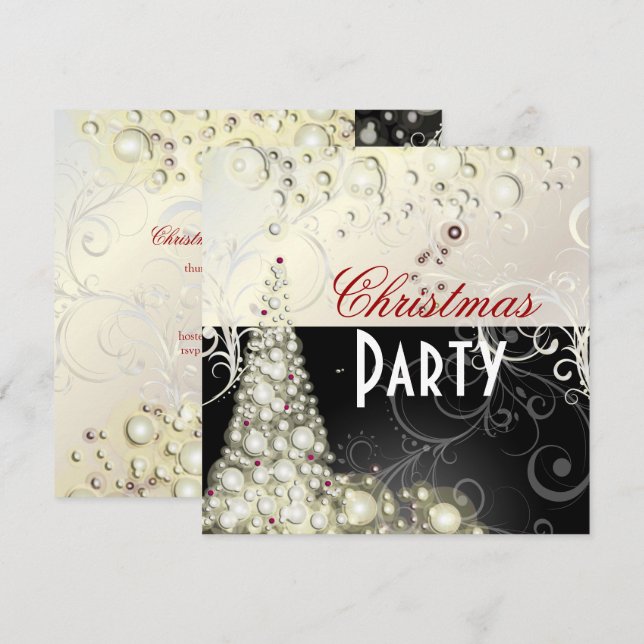 Julfester, champagnebubblor inbjudningar (Fram/baksida)