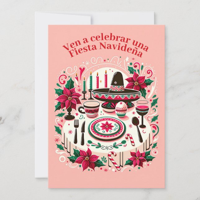 Julfestfirande Julnatten Spanish Inbjudningar (Framsida)