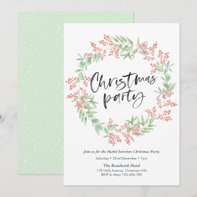 Julfestinbjudan | blommigt Hjärt andedräkt Inbjudningar (Fram/baksida)
