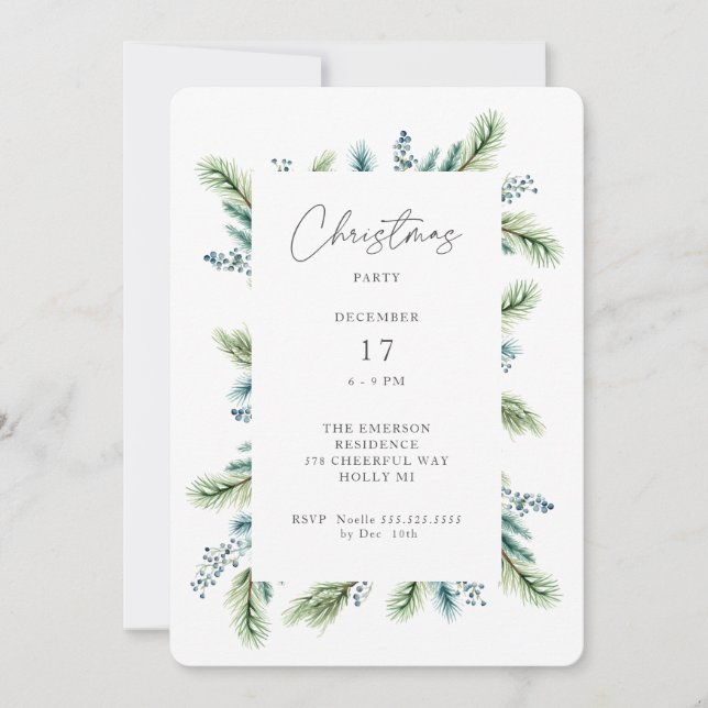 Julfestinbjudan Boho Spruce och Fir Inbjudningar (Framsida)
