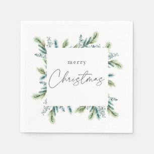 Julfestinbjudan Boho Spruce och Fir Pappersservett