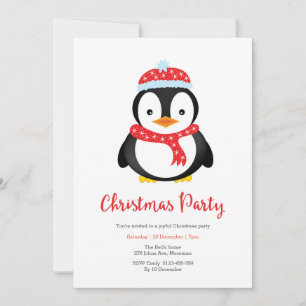 Julfestinbjudan Cute Penguin Inbjudningar