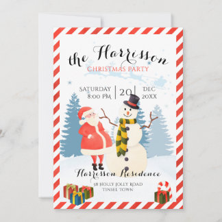 Julfestinbjudan med Tomten och snögubbe Inbjudningar
