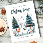 Julfestinbjudan till Cute Winter Woodland Helg Vykort<br><div class="desc">Cute Winter Wonderland jul-inbjudan med vykort Party. För paret eller familjen som håller en juldryck party. Utformningen har en söt våtfärgsskog på vintern. Du kan enkelt personlig fram och tillbaka med ditt textval.</div>