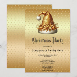 Julfestinbjudan till guld Santa Hat Inbjudningar