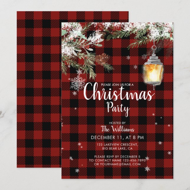 Julfestinbjudan till Red Play Winter-familjen Inbjudningar (Fram/baksida)