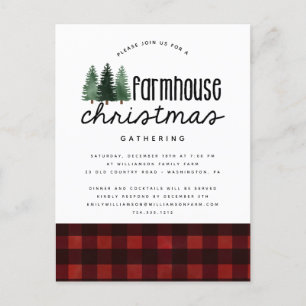 Julfestinbjudan till Rustic Farmhouse Pput Party Vykort