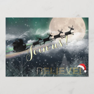 Julfestinbjudan till Santa Sleigh Reindeer Inbjudningar