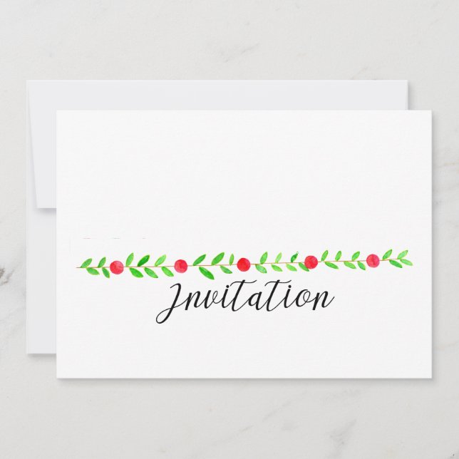 Julfestinbjudan, vattenfärgsjul jul inbjudningar (Framsida)