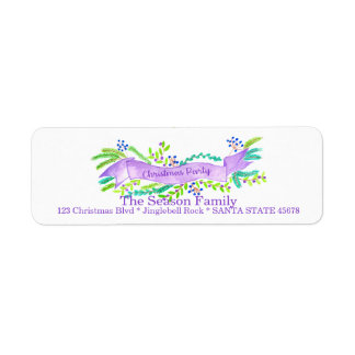 Julfestinbjudan, vattenfärgsjul jul returadress etikett