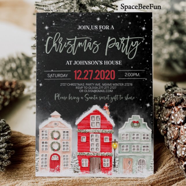 Julfestinbjudan Vinterjul party Inbjudningar (Christmas party invitation Winter Adult Company Office Christmas party invite Holiday party)