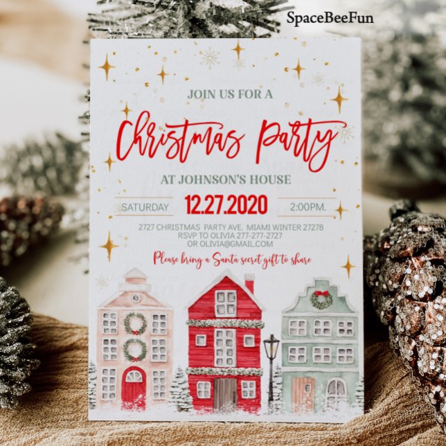 Julfestinbjudan Vinterjul party Inbjudningar (Christmas party invitation Winter Adult Company Office Christmas party invite Holiday party Editable)
