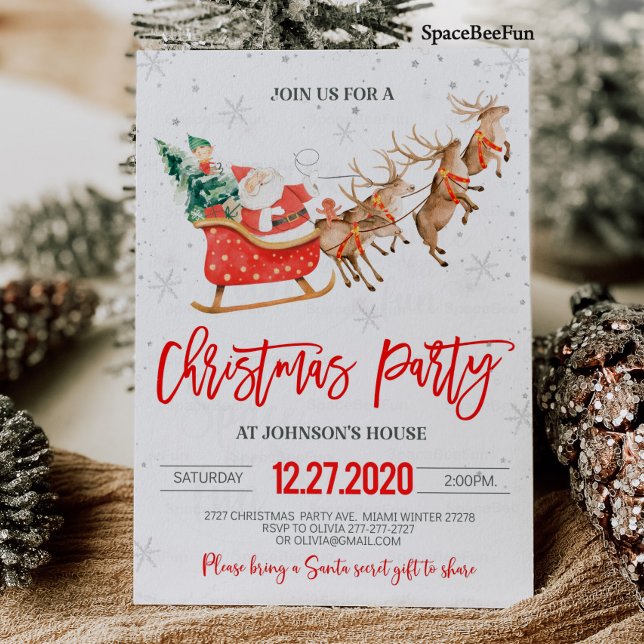 Julfestinladan Vinter Tomte Renar Inbjudningar (Christmas party invitation Winter Santa Reindeer
Christmas party invitation Winter Santa Reindeer sl)