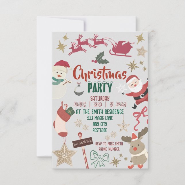 Julfestinladning för barn och familjer inbjudningar (Framsida)
