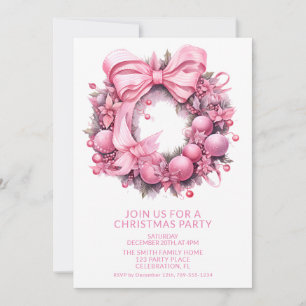 Julfestinladning med rosa krans inbjudningar