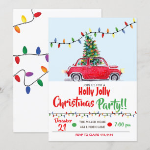 Julfestinladningar Holly Jolly Inbjudningar