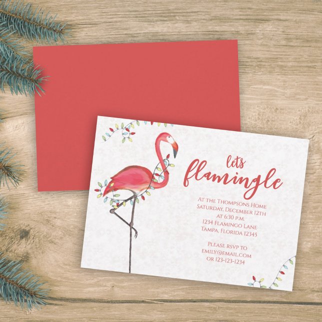 Julfestive Flamingo Helgdag String Ljus Inbjudningar (Skapare uppladdad)