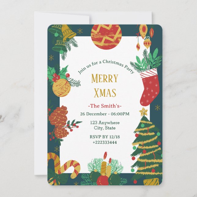 Julfestlig inbjudan till julfest (Framsida)