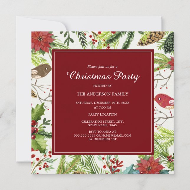 Julfestlig Skogspartaj Invitation Inbjudningar (Framsida)