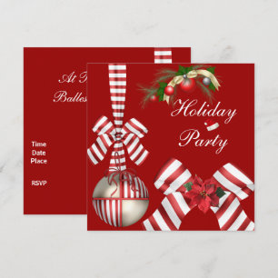 Julfestlighetsfest Röd Vit Candy Stripe Bow 4 Inbjudningar