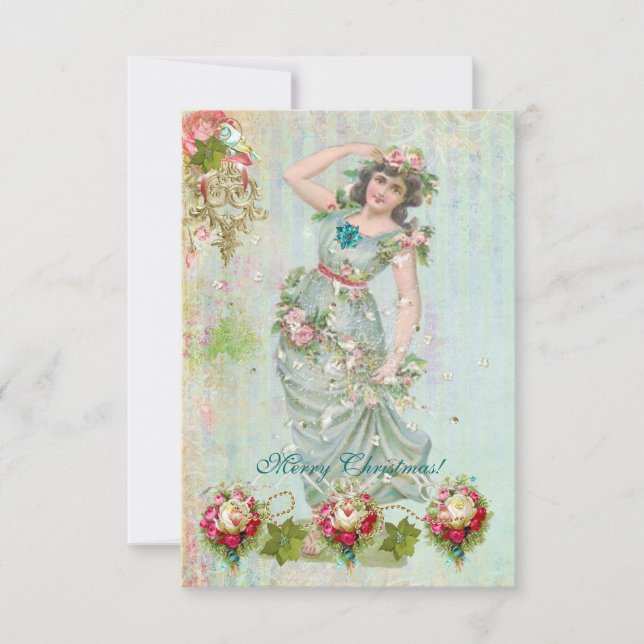 Julficka Ljus/kassakort Inbjudningar (Framsida)