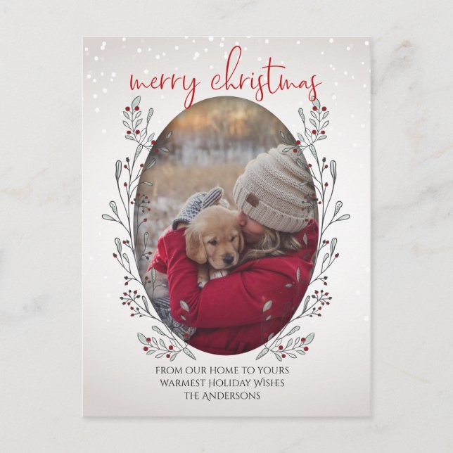 Julfiende Foliage och Berries Vykort (Framsida)