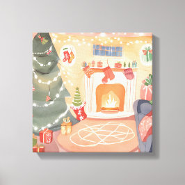 Julfiktiv vattenfärg canvastryck