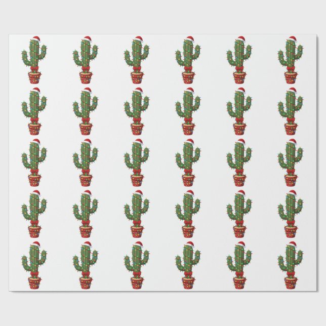 Julfikus med tomteluva julväxt  presentpapper (Platt)