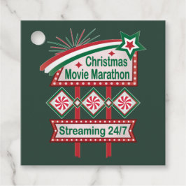 Julfilm Marathon Retro Marquee Festive Gåvor Etiketter