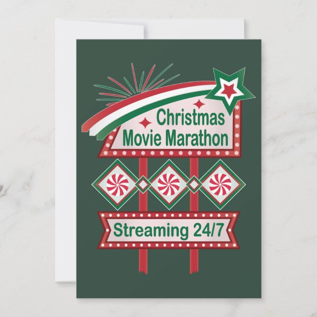 Julfilm Marathon Retro Marquee Festive Inbjudningar (Framsida)