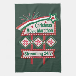 Julfilm Marathon Retro Marquee Festive Kökshandduk