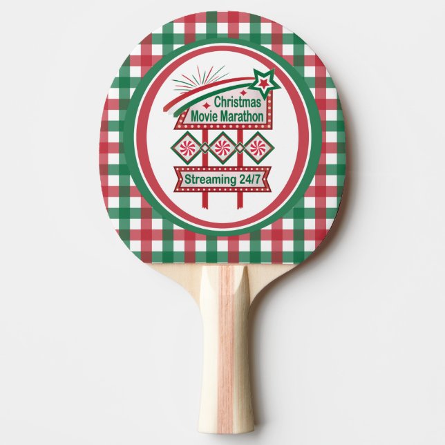 Julfilm Marathon Retro Marquee Festive Pingisracket (Framsidan)