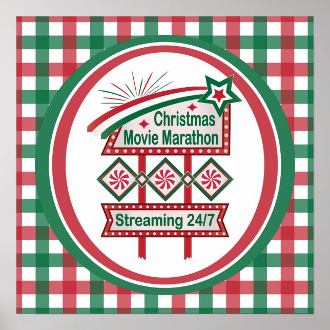 Julfilm Marathon Retro Marquee Festive Poster (Framsidan)