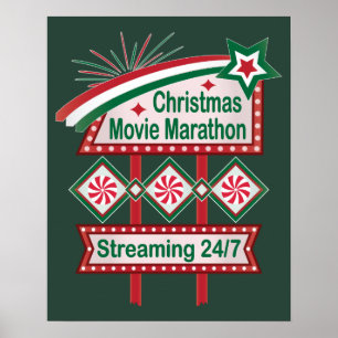 Julfilm Marathon Retro Marquee Festive Poster