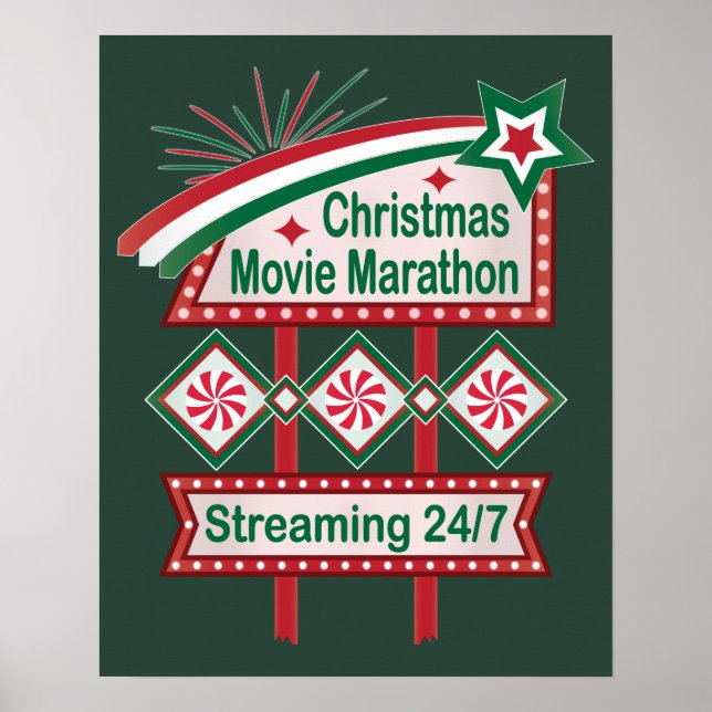 Julfilm Marathon Retro Marquee Festive Poster (Framsidan)