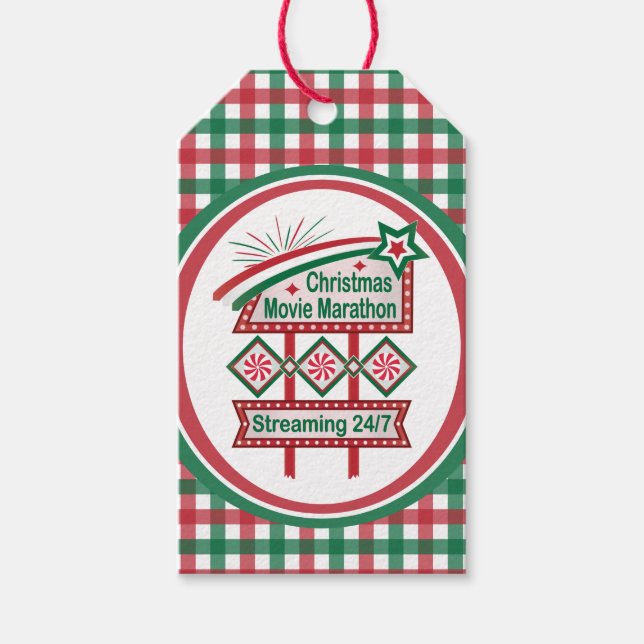 Julfilm Marathon Retro Marquee Festive Presentetikett (Framsidan)