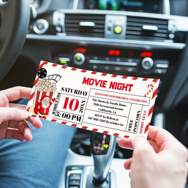 Julfilm Nattkväll Födelsedagsfest biljett Inbjudningar (Skapare uppladdad)
