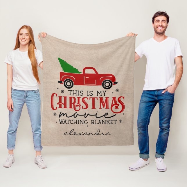Julfilmen Red Lastbil och Träd som tittar på Namn Fleecefilt (På plats)